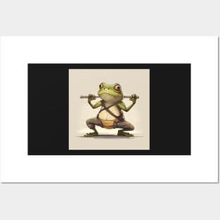 Cute frog doing yoga pose Posters and Art